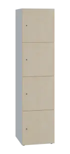 DOMINIT 44 úložná skříň 4-boxová, 1817x450x400 mm, korpus bílý, dvířka bříza světlá